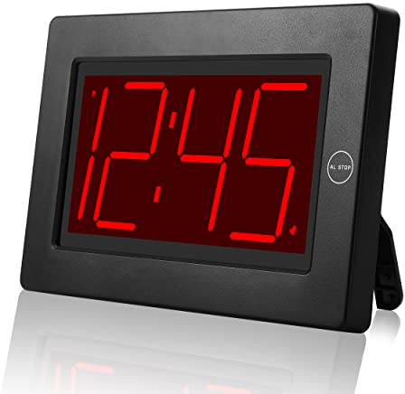 KWANWA Large Digital Alarm Clock, 3 LED Display Battery Operated, Dimmable Auto Night Mode, Easy to Read for Seniors Visually Impaired, Cordless Wall Clock or Table Clock for Bedroom Kitchen Office