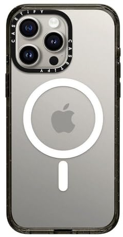 CASETiFY Impact Case for iPhone 15 Pro Max [4X Military Grade Drop Tested / 8.2ft Drop Protection/Compatible with Magsafe] - Clear Black