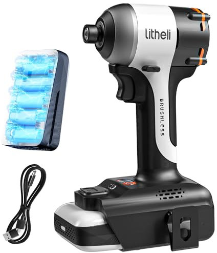Litheli Avvitatore a Impulsi Brushless,Avvitatore Elettrici a Percussione da 1/4 Esagonale con Batteria 20V 10000mAh,230Nm,3500IPM,Cambio a 3 Velocità,Include LED e Gancio per Cintura