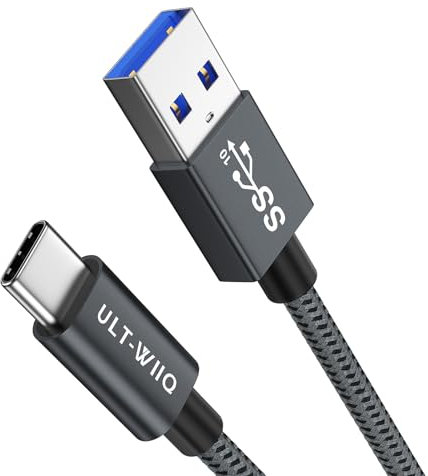 USB A auf USB C Kabel 10Gbps, USB C PD QC 3.0 Schnellladekabel, USB C 3.1 Datenkabel für iPhone 16/15 Pro Max, Dashcam Auto, iPad, Tablet, S24 S23 S22, SSD, Power Bank, Android Auto, CarPlay (30cm)