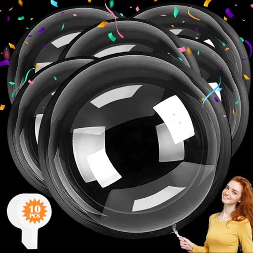 Bobo Balloons, 10 PCS 36inch Clear Bubble Balloons Fillable Round Balloons | TPU Material 36inch Size, 10 PCS Fillable Round Balloons, Pre Stretched Bobo Balloons, DIY Clear Bubble Balloons