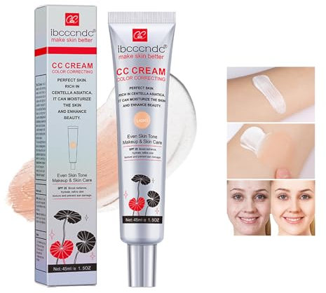 CC Crème Correcteur de Couleur avec Fond de Teint Centella Asiatica avec SPF25, Maquillage et Soin de Peau pour Teint Uniforme, Correcteur de Longue Durée et Hydratant, Clair 45ml