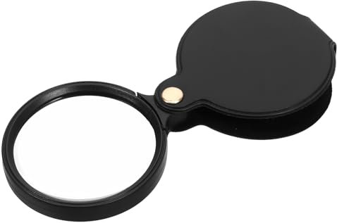 Dimeho Mini Lupe 10X Taschenlupe Schwarz Mini Faltbare Vergrößerungslinsen Tragbare Lupen mit Drehbarer Schutzlederhülle zum Lesen, Wissenschaft, Schmuck, Hobbys, Bücher