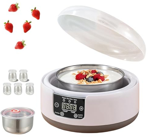 Probiotic Yogurt Maker, macchina automatica per yogurt, multifunzione, con controllo del tempo e controllo della temperatura, per yogurt fai da te a casa (con 5 tazze)