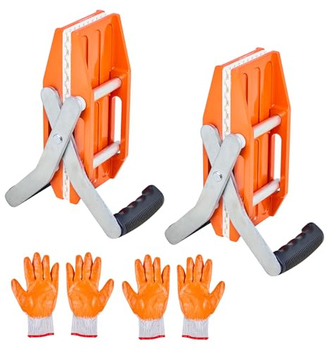 VEVOR 2 PCS Abrazaderas de Doble Mano para Transportar Piedras, Carga de 299,4 kg, Herramientas de Elevación para Paneles de Granito con Revestimiento de Goma (0-5,9 cm) para Madera Contrachapada