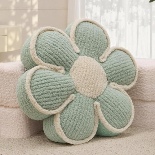 Aryan Sage Green Flower Cushion Floor Seat Cushions, 16In Cute Decorative Throw Pillows for Teen Girls Room Bedroom Decor Sofa Couch Chair Bed Aesthetic (Sage Green)