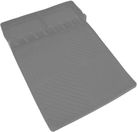 Hamwesh Grill Mat for Outdoor Grills Heat Resistant Silicone Mat with Anti Slip Oilproof Reusable Design for BBQ Charcoal Flat Top Gas and Smokers (Grey with Black Inner Fleece)