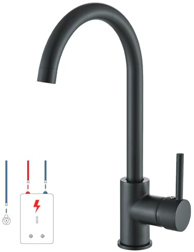 Robinet de cuisine basse pression rotatif à 360° - Robinet de cuisine basse pression avec 3 raccords pour chaudière - Robinet de cuisine - Noir