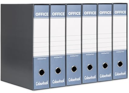 Colourbook Registratore Con Custodia, Set 6 Faldoni Raccoglitore Documenti A4, Dorso 8 Cm, Meccanismo A Leva 2 Anelli, Per Ufficio In Cartone Alta Qualità, Azzurro, Made In Italy