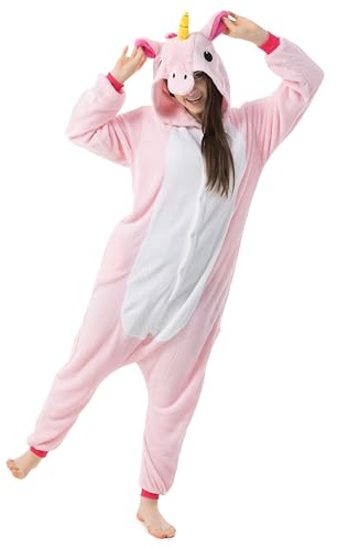 Katara 1744 Einhorn Onesie Kostüm, Märchen, Party, Karnevals-Kostüm Fantasie in Rosa, Verkleidung zum Fasching, Sleepsuit, Schlafanzug, Hausanzug, Jogginganzug, Cosplay, Tierkostüm