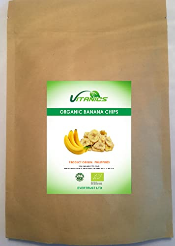 Ekologiska torkade bananchips (sötade) (Banana Chips) (400g)