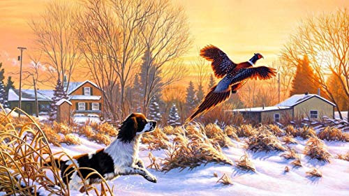 CYKEJISD Puzzle Adulte 1500 Pièces Chien Chassant Le Faisan dans La Neige Convient Aux Adolescents Et Aux Adultes Puzzle en Bois Décorations Et Cadeaux Uniques pour La Maison 87x57cm
