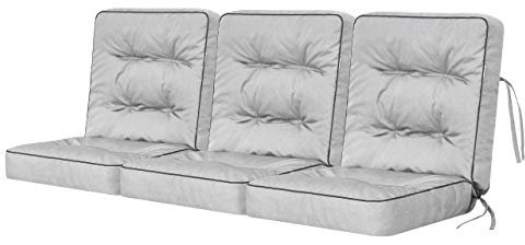 HOBBYGARDEN Balancín para banco de Hollywood, columpio, cojín de jardín, columpio, cojín para banco, cojín de descanso, 110 x 180 cm, gris ceniza