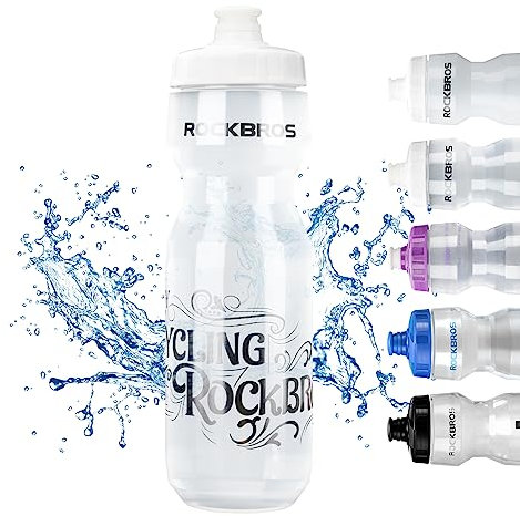 ROCKBROS Bidon Vélo 750ml Gourde Eau VTT Grande Bidon de Boisson PP5 sans BPA Bouteille pour Cyclisme Fitness Randonnée Décharge par Pression Transparent Blanc Noir Violet Bleu