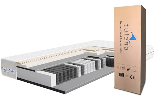 TULENA NOX Taschenfederkern Matratze 160x200 Federkernmatratze H2 + H3 Comfort Plus 23cm hoch Probeschlafen Rollmatratze Wendematratze