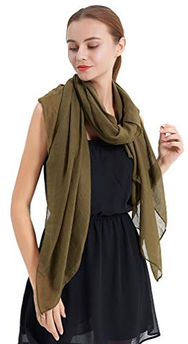 KAVINGKALY Frauen Crinkle Warme Schal Baumwolle Schals Reine Farbe Womens Mode Lange Wrap Schal (Armee)