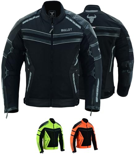 BULLDT Motorradjacke Herren sommer mit abnehmbar CE-Protektoren & Thermo-Futter - leichte Sommerjacke ATV Quad Scooter mit Tech-Mesh-Netz 360° Sicherheits-Reflektoren & Zipper-Taschen Schwarz - 60