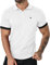 KUYIGO Men's Short Sleeve Zip Polo Shirt Casual Cotton Shirts Essential Slim Fit Design L White