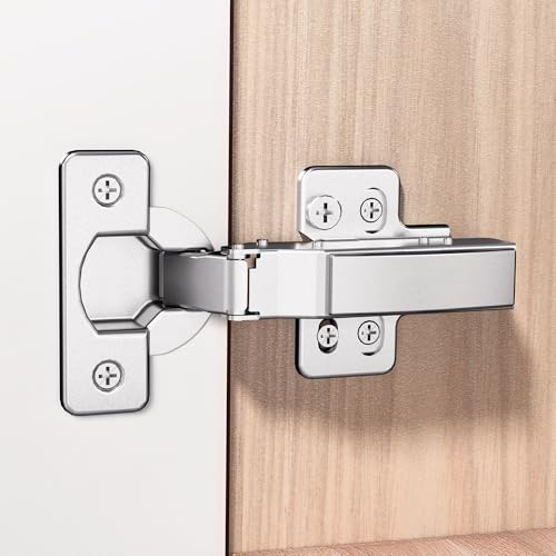 Kimdot 2-Pack High-Performance Frameless Full Overlay Soft Close Cabinet Hinges, Clip-On Self-Closing European Hinges, Cabinet Door Hinges with Screws,Concealed Kitchen Hinges for Modern funiture