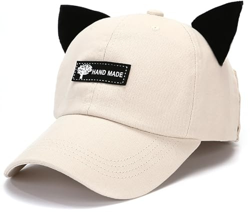 XYIYI Cappello retrò da pilota, orecchie di gatto, berretto, occhiali da sole, cappello da baseball, hip hop, maschera per uomo e donna, bianco, Taglia unica