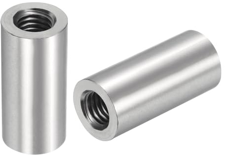 QUARKZMAN 5pcs M8 Rond Connecteur Écrous, 304 Inox Acier Accouplement Écrou 30mm/1.18 Longueur Manchon Tige Barre Goujon Écrou pour Support, M8x30x14mm