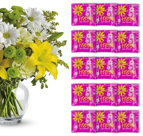 Lot de 15 sachets de conservateurs pour fleurs coupées - Suffisant pour 7,5 litres de solution fraîche
