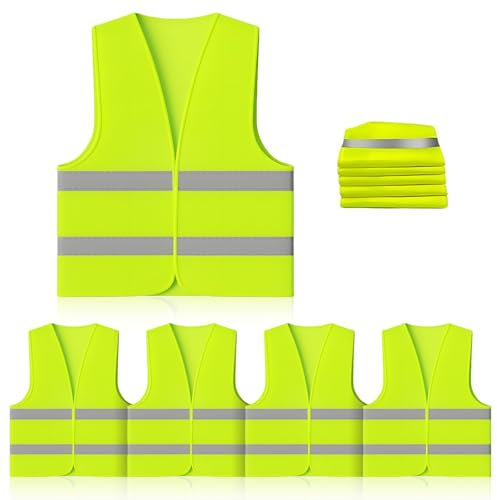 5 Piezas Chaleco Reflectante Homologado Amarillos, XXL Chaleco Reflectante Moto, Chaleco Reflectante Coche, Chalecos Reflectantes Seguridad, Chaleco Reflectante Emergencia para Conductor, Construcción