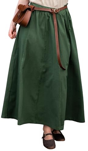 Leonardo Carbone® Damkjol, konststans, dragsko i midjan | flytande silhuett | karneval, halloween, cosplay, LARP, medeltid, kostym, kläder, festival | 100 % bomull, Grön, S-M
