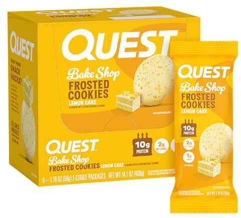 Quest Nutrition Frosted Cookies Twin Pack, Lemon Cake, 1g Sugar, 10g Protein, 1g Net Carbs, Gluten Free, 16 Biscuits
