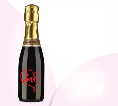 Zelda Bomboniere Extra Dry Astoria 200 ml Glasflasche Herz Rot Ti Amo