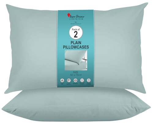 GC GAVENO CAVAILIA Microfiber Pillow Case 2 Pairs - Housewife Pillowcases - Plain Dyed Soft & Breathable Covers - Standard Size 75x50 cm - Wrinkle & Fade Resistant Machine Washable Bedding Duck Egg