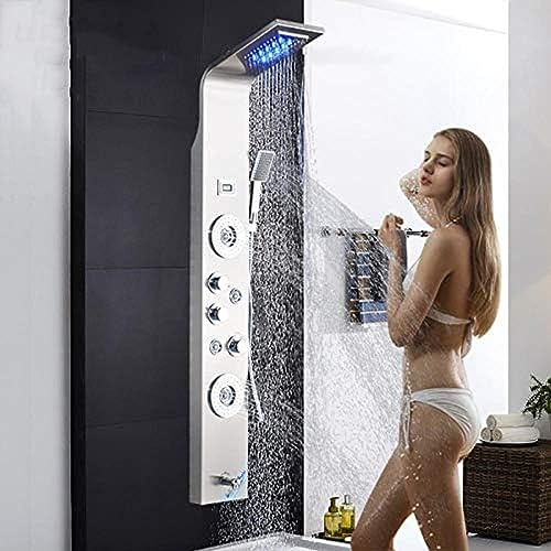 Bath Shower Panel LED Shower Head Body SPA Massage Jets Tower Shower Column with Tub Spout-Stainless Steel,Stainless Steel