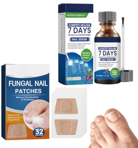 GXGM 32 parches para hongos en las uñas + esmalte para uñas de los pies, hongos en las uñas de los pies, repara las uñas de forma rápida y eficaz.