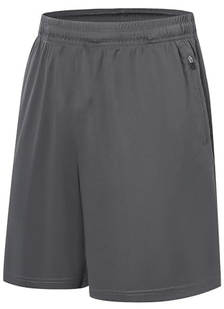 Ewbob Boys School Shorts PE Shorts Boys Kids Lightweight Breathable Grey
