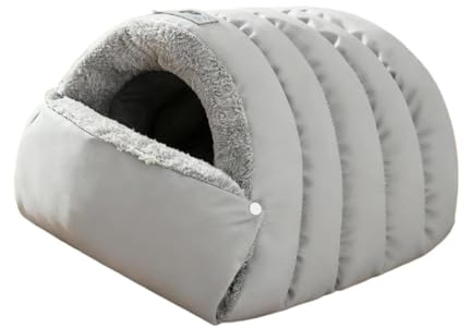 Dualoai Saco de Dormir para Gatos, Cama Cueva para Gatos, Base Antideslizante, Cojín Grueso, Suministros para Mascotas, Caseta para Perros, Tienda de Campaña, Gray S