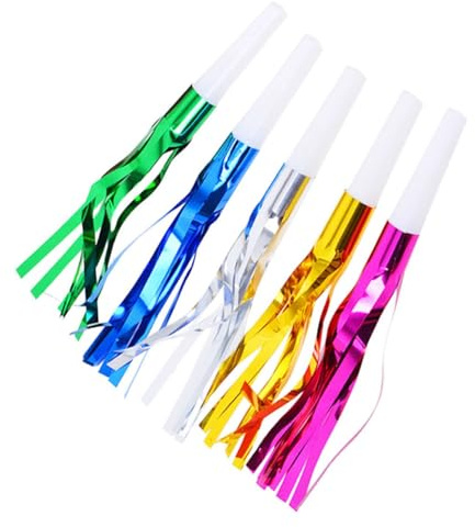 CLISPEED Silbatos para 18 Piezas Metálicos Flecos Brillantes Colores Aleatorios, Matraca de Fiesta Ruidosa para Cumpleaños, Navidad y Celebraciones Infantiles Color Color Aleatorio