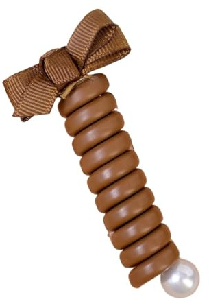 Gomas para el pelo en espiral Bandas de goma elásticas con lazo for mujer y niña, lazos for el pelo cable teléfono, cintas for en espiral, accesorios for coleta, 2 uds Para uso diario(Bow- coffee)