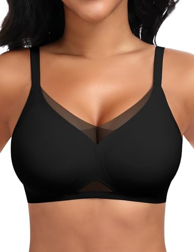 Ganado Soutien Gorge sans Armature Femme Brassière Dentelle Col en V Brassiere Classiques Push up Bralette sans Coutures