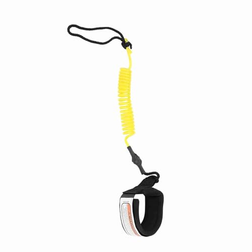 Solinder Correa En Espiral para Tabla De Paddle Stand Up De 5 Pies, Cordón PU Súper Fuerte 5 Mm, Tobillo Ajustable, Liviano Y Flexible, para Tablas Surf Y Otros, Correa P (Amarillo)