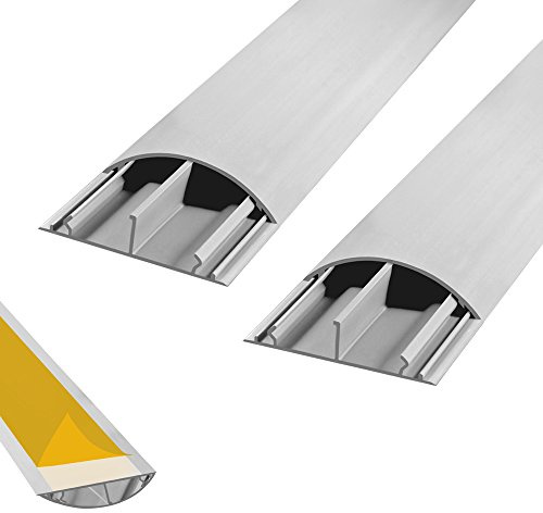 Fussboden Kabelbrücke TV Kabelkanal selbstklebend 2 x 1 m grau 70 x 20 mm TV Kanal Wand Boden Fußboden Office halbrund rund Kabel 2 Stück ARLI