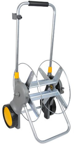 HOZELOCK - Cart Reel Pro Metal 90m (Cart and Fittings Only): Max. Capacity 90m of Ø 12.5mm Hose, Large Wheels for Increased Stability, Storage and Foam on Handle, Supplied with 2 Fittings [2460R0000]