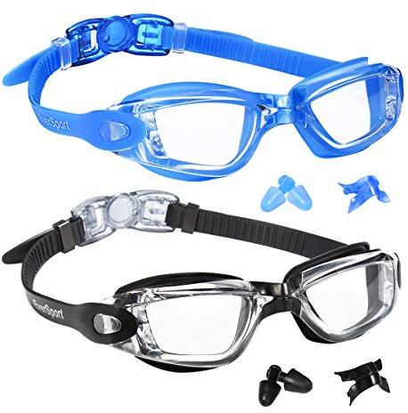 EverSport Swim Goggles, Swimming Glasses for Adult Men Women Youth Kids Child, Anti-Fog, UV Protection, Blue&Black