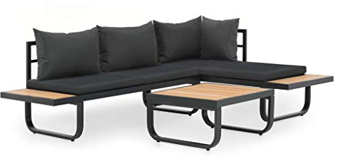 vidaXL Sofá Esquina y Mesa Cojines Aluminio WPC Asiento Sillón Mesilla Mueble