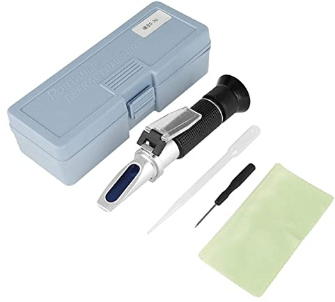 Enólogos Refractómetro, Óptico Mano Concentración Ensayador Metro, Refractómetro Brix Profesional de 0 a 20% Exacto para Miel Cerveza Zumo de Frutas Medidor de Azúcar para Instrumento de Medición