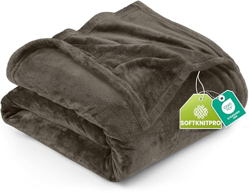 Utopia Sängkläder Fleecefilt Brun 300GSM Lyxfilt för Bäddsoffa Antistatisk Fuzzy Soft Sängfilt [228x228 cm]