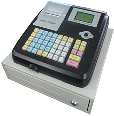 THERES Elektronische Registrierkasse mit kundenseitiger digitaler LED-Anzeige, erhöhter Tastatur mit 48 Tasten, 8 Digitale LED-Registrierkasse für Geschäftsrestaurants/Geschäfte