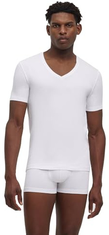 FALKE Herren Unterwäsche Daily Comfort Multipack Deep V Neck M S/s Ts Baumwolle atmungsaktiv 2 Stück, Weiß White 2000, M