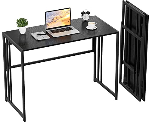 Ulifance Folding Computer Desk for Home Office No-Assembly Writing Desk (Black)