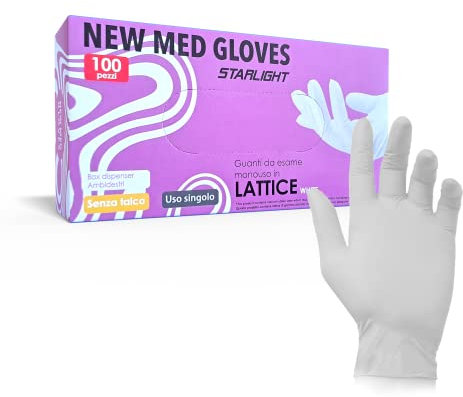 100 guanti in LATTICE Taglia M senza polvere, ipoallergenici, certificati CE | Guanti per alimenti Guanti Medici monouso (100 M)