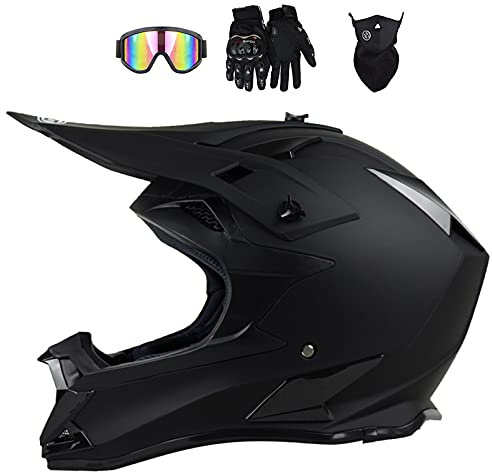 CANIAN Cascos de Cross de Moto Adultos Casco Todoterreno Set Niños con Gafas, Máscara y Guantes, Casco Downhill Unisex Casco de Motocross para MTB, BMX, ATV, Go Kart, Off Road Dirt Bike (B,M)
